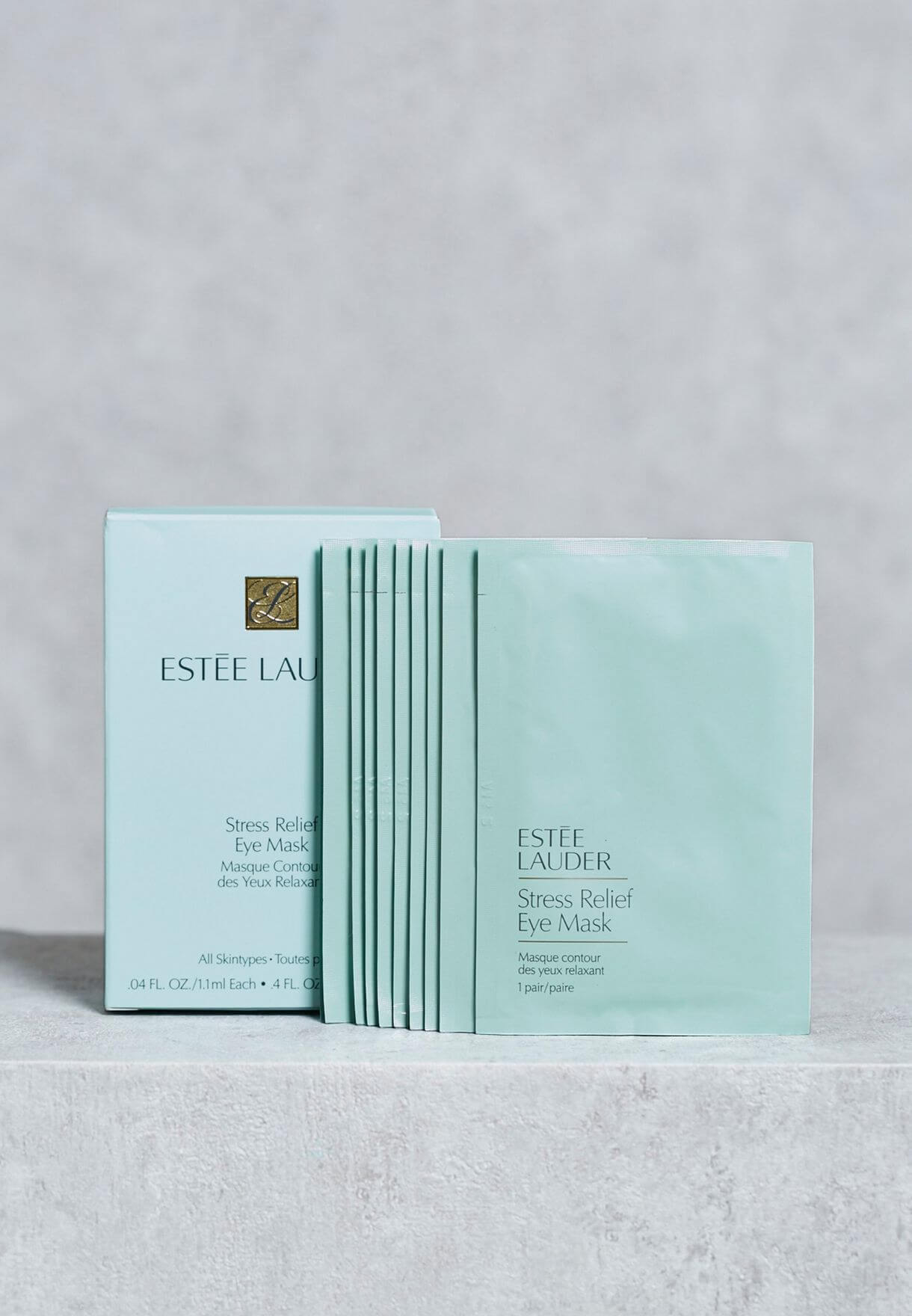 Estee Lauder Stress Relief Eye Mask 1 Pair แผ่นมาสก์รอบดวงตาประสิทธิภาพสูงที่ผสานคุณค่าการบำรุงจากธรรมชาติผสานนวัตกรรมอันทันสมัย ช่วยปลอบประโลมผิวรอบดวงตาที่อ่อนล้าอย่างเป็นพิเศษ คืนความชุ่มชื่นให้ผิวรอบดวงตาดูเปล่งปลั่ง กระจ่างใส ลดเลือนความหมองคล้ำต่างๆ ให้จางลง พร้อมชะลอการเกิดริ้วรอยก่อนวัยให้ผิวดูอ่อนเยาว์